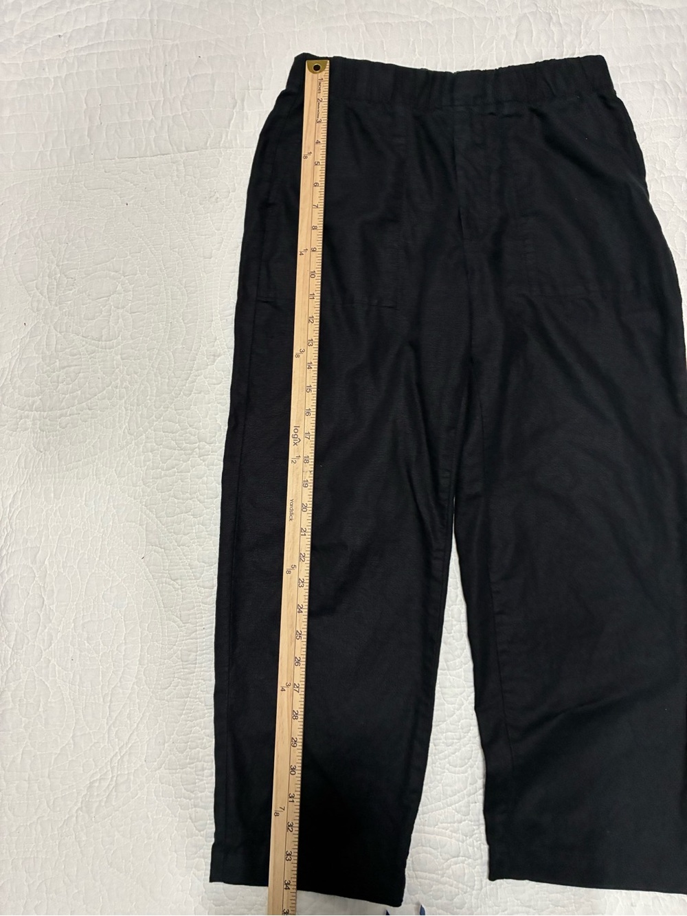Gap Women Relaxed Tapered Pants Size S Black Pockets Cotton Linen Elastic Waist - Picture 6 of 8
